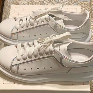 Alexander McQueen White Sneakers with Iridescent Trim